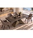 Invicta Interior Eettafel DIAMOND 180-260cm uitschuifbaar ceramic roestlook met geometrisch bronzen ijzeren onderstel - 49272