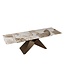 Invicta Interior Uitschuifbare eettafel DIAMOND 180-260cm pandora keramiek wit bruin met geometrische bronzen ijzeren voet - 49273