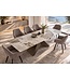 Invicta Interior Uitschuifbare eettafel DIAMOND 180-260cm pandora keramiek wit bruin met geometrische bronzen ijzeren voet - 49273