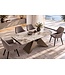 Invicta Interior Uitschuifbare eettafel DIAMOND 180-260cm pandora keramiek wit bruin met geometrische bronzen ijzeren voet - 49273