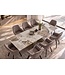 Invicta Interior Uitschuifbare eettafel DIAMOND 180-260cm pandora keramiek wit bruin met geometrische bronzen ijzeren voet - 49273
