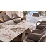 Invicta Interior Uitschuifbare eettafel DIAMOND 180-260cm pandora keramiek wit bruin met geometrische bronzen ijzeren voet - 49273
