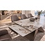 Invicta Interior Uitschuifbare eettafel DIAMOND 180-260cm pandora keramiek wit bruin met geometrische bronzen ijzeren voet - 49273