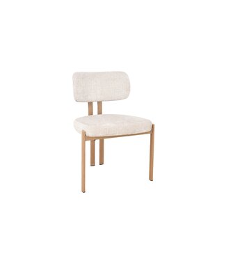 Invicta Interior Stoel BELLANO chenille crèmekleurig beige met eikenkleurige metalen poten - 49296