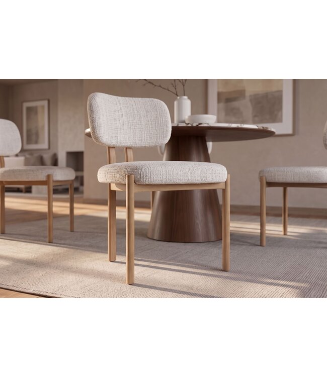 Invicta Interior Stoel BELLANO chenille crèmekleurig beige met eikenkleurige metalen poten - 49296