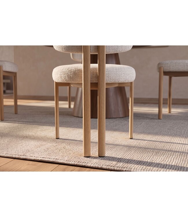 Invicta Interior Stoel BELLANO chenille crèmekleurig beige met eikenkleurige metalen poten - 49296