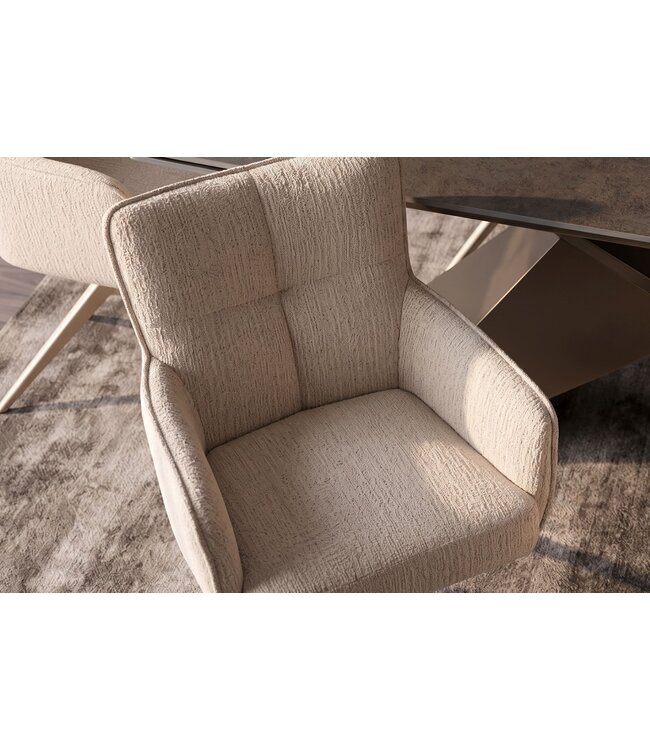 Invicta Interior Draaistoel LUGANO 360° auto-terugkeer met armleuningen 150 kg laadvermogen chenille tweed beige - 49326