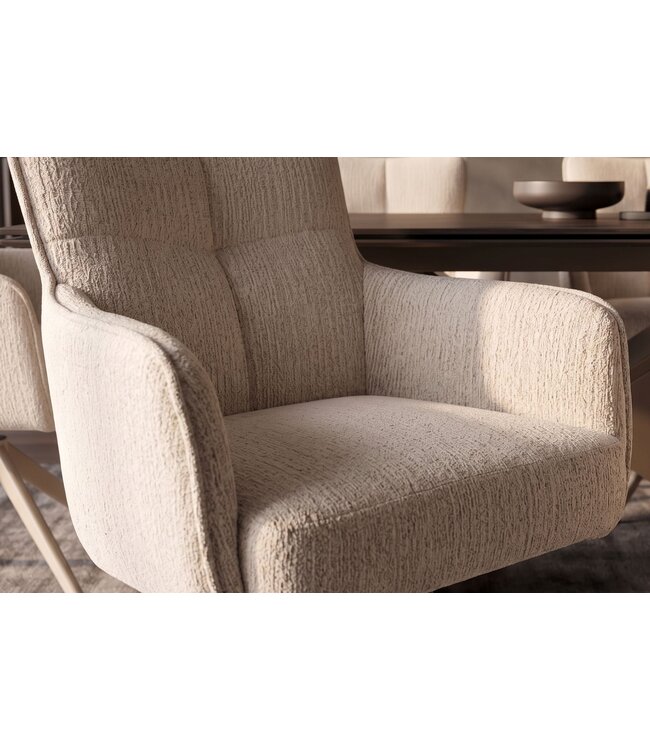 Invicta Interior Draaistoel LUGANO 360° auto-terugkeer met armleuningen 150 kg laadvermogen chenille tweed beige - 49326