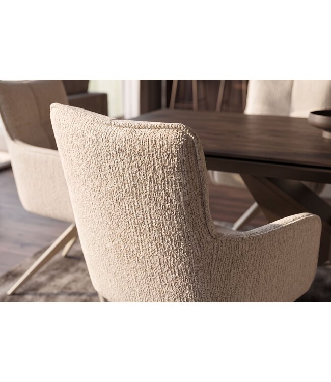 Invicta Interior Draaistoel LUGANO 360° auto-terugkeer met armleuningen 150 kg laadvermogen chenille tweed beige - 49326