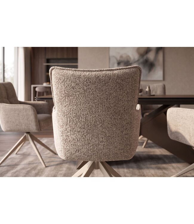 Invicta Interior Draaistoel LUGANO 360° auto-return met armleuningen 150 kg draagvermogen chenille tweed taupe - 49327
