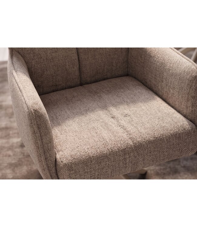 Invicta Interior Draaistoel LUGANO 360° auto-return met armleuningen 150 kg draagvermogen chenille tweed taupe - 49327