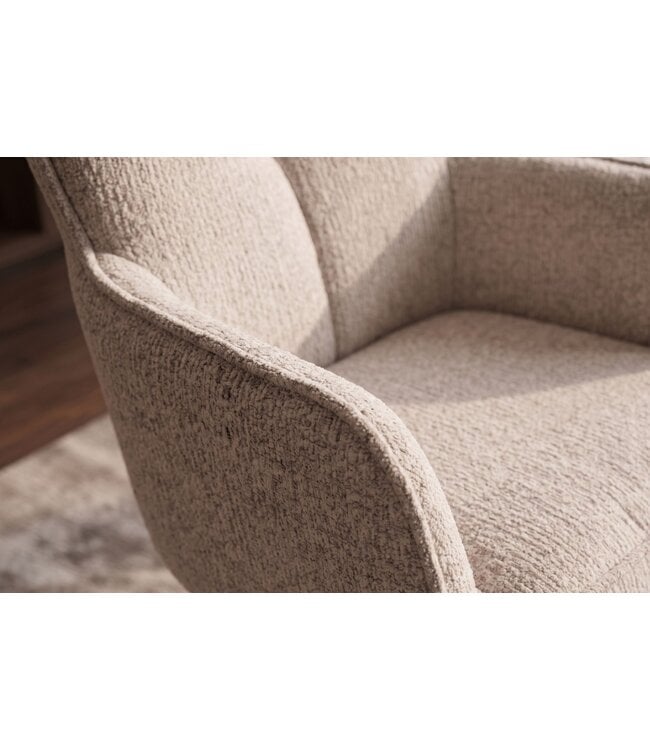 Invicta Interior Draaistoel LUGANO 360° auto-return met armleuningen 150 kg draagvermogen chenille tweed taupe - 49327