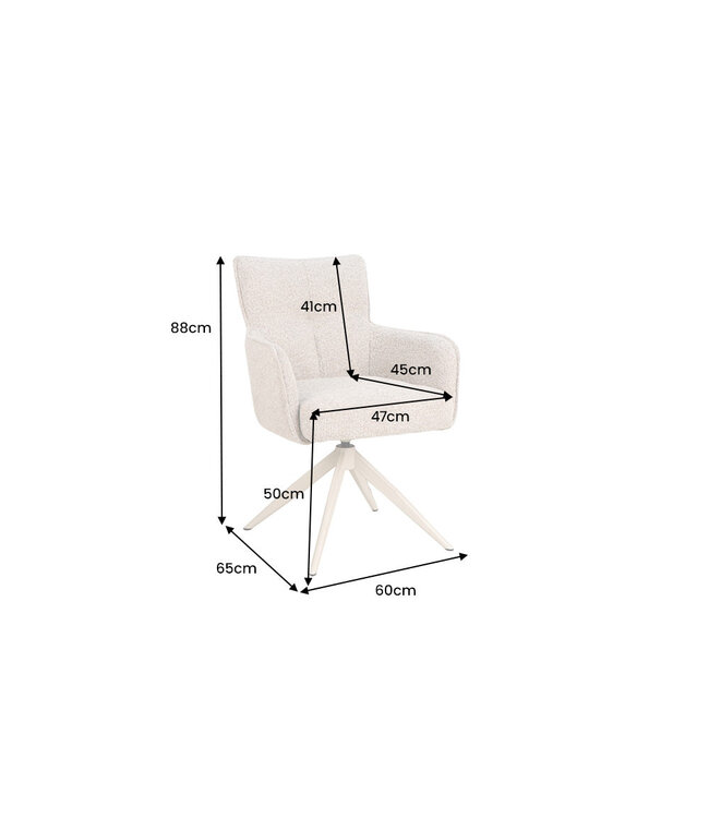 Invicta Interior Draaistoel LUGANO 360° auto-return met armleuningen 150 kg draagvermogen chenille tweed taupe - 49327