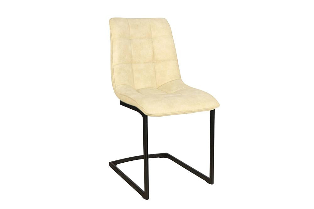 Cantilever stoel MIAMI vierkante quilting microvezel antiek beige met zwart metalen frame - 49331