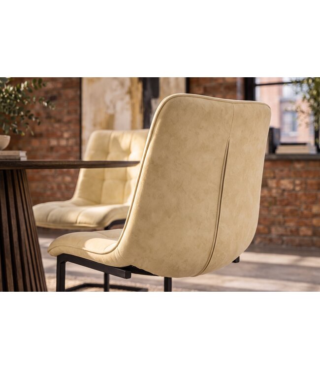 Invicta Interior Cantilever stoel MIAMI vierkante quilting microvezel antiek beige met zwart metalen frame - 49331