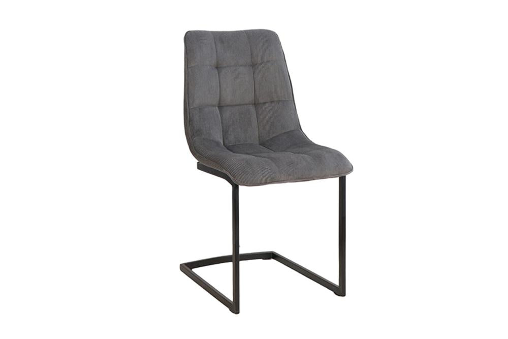 Vrijdragende stoel MIAMI vierkante quilting touw grijs met zwart metalen frame - 49334