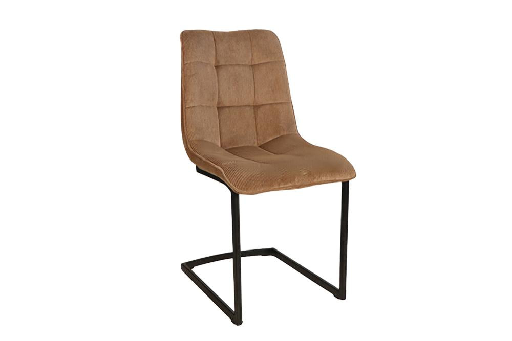 Vrijdragende stoel MIAMI vierkante quilting koord taupe met zwart metalen frame - 49335