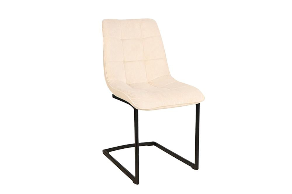 Vrijdragende stoel MIAMI vierkant gestoffeerd touw beige met zwart metalen frame - 49342