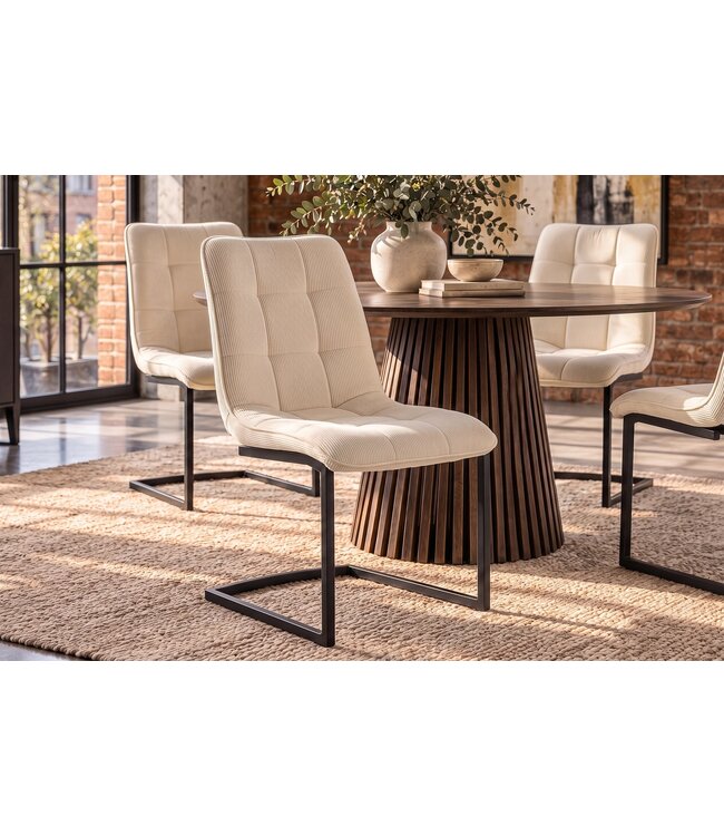 Invicta Interior Vrijdragende stoel MIAMI vierkant gestoffeerd touw beige met zwart metalen frame - 49342