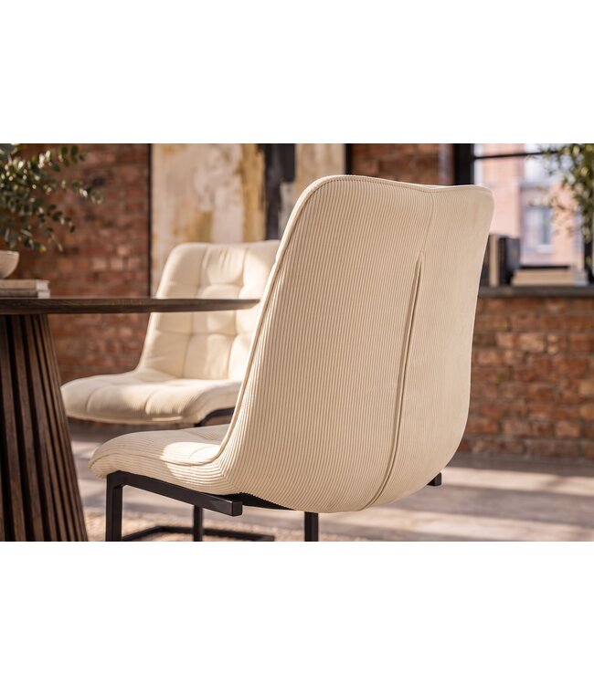 Invicta Interior Vrijdragende stoel MIAMI vierkant gestoffeerd touw beige met zwart metalen frame - 49342