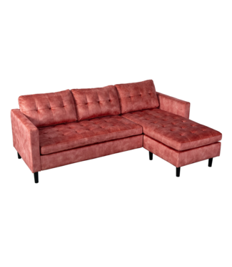 Invicta Interior Hoekbank STOCKHOLM 220cm 3-zits met ottoman kapitonné look fluweel roze - 49373
