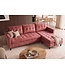 Invicta Interior Hoekbank STOCKHOLM 220cm 3-zits met ottoman kapitonné look fluweel roze - 49373