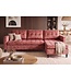 Invicta Interior Hoekbank STOCKHOLM 220cm 3-zits met ottoman kapitonné look fluweel roze - 49373