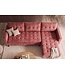 Invicta Interior Hoekbank STOCKHOLM 220cm 3-zits met ottoman kapitonné look fluweel roze - 49373