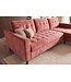 Invicta Interior Hoekbank STOCKHOLM 220cm 3-zits met ottoman kapitonné look fluweel roze - 49373