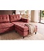 Invicta Interior Hoekbank STOCKHOLM 220cm 3-zits met ottoman kapitonné look fluweel roze - 49373