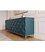 Invicta Interior Dressoir VULCANO 180cm 3D front mangohout turquoise met gouden metalen frame - 49492