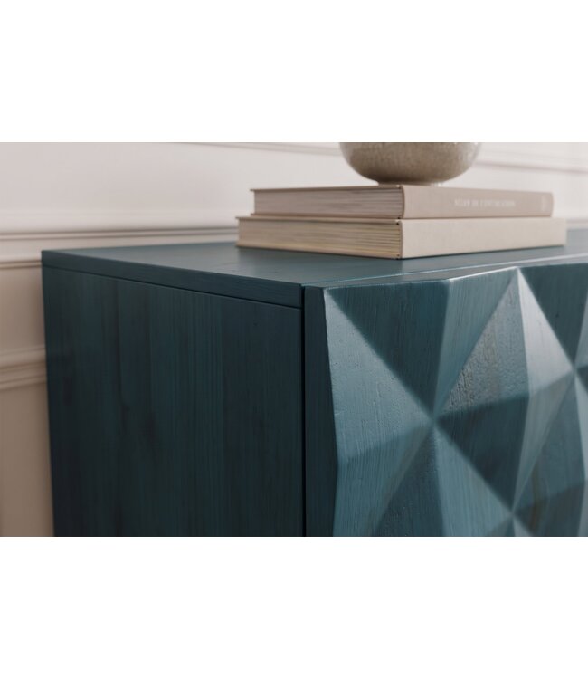 Invicta Interior Dressoir VULCANO 180cm 3D front mangohout turquoise met gouden metalen frame - 49492