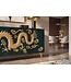 Invicta Interior Dressoir DRAGON 180cm 3D dragon front mangohout turquoise met goudkleurige details - 49493