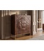 Invicta Interior Highboard LION 120cm met 3D leeuw front mangohout bruin met gouden metalen frame - 49499