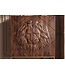 Invicta Interior Highboard LION 120cm met 3D leeuw front mangohout bruin met gouden metalen frame - 49499