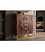 Invicta Interior Highboard LION 120cm met 3D leeuw front mangohout bruin met gouden metalen frame - 49499