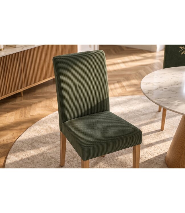 Invicta Interior Stoel GENUA groen cord met rubberhout poten - 49514