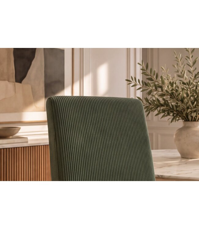 Invicta Interior Stoel GENUA groen cord met rubberhout poten - 49514