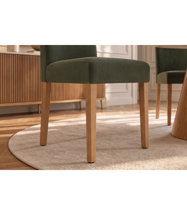 Invicta Interior Stoel GENUA groen cord met rubberhout poten - 49514