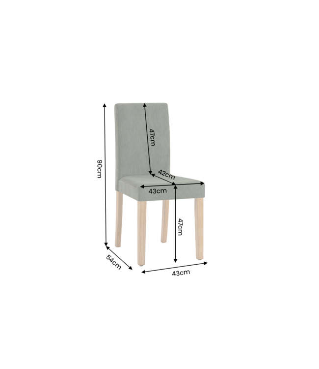 Invicta Interior Stoel GENUA groen cord met rubberhout poten - 49514