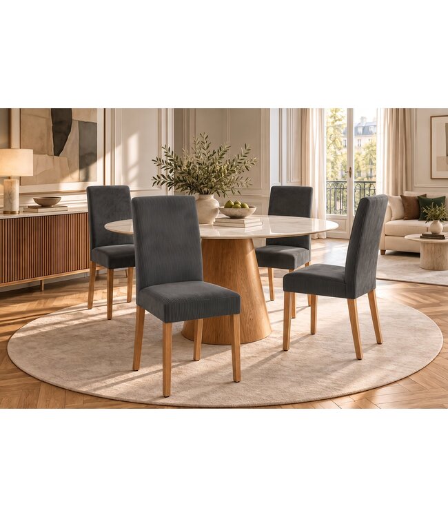 Invicta Interior Stoel GENUA grijs cord met rubberhout poten - 49515