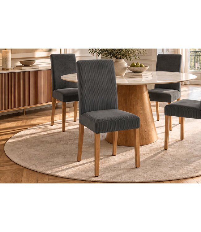 Invicta Interior Stoel GENUA grijs cord met rubberhout poten - 49515