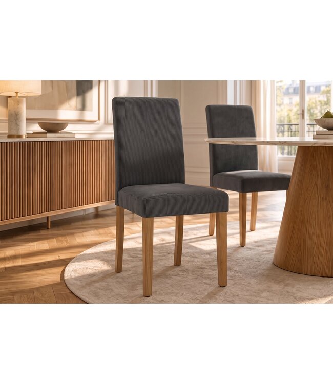 Invicta Interior Stoel GENUA grijs cord met rubberhout poten - 49515
