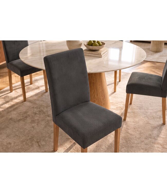 Invicta Interior Stoel GENUA grijs cord met rubberhout poten - 49515