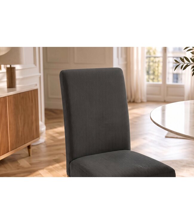 Invicta Interior Stoel GENUA grijs cord met rubberhout poten - 49515