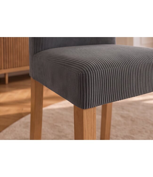 Invicta Interior Stoel GENUA grijs cord met rubberhout poten - 49515