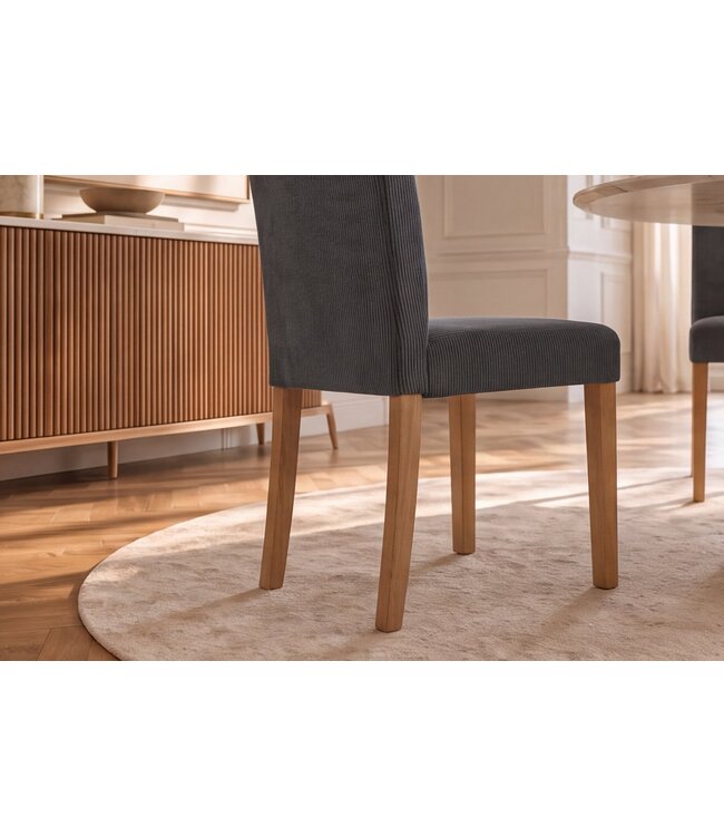 Invicta Interior Stoel GENUA grijs cord met rubberhout poten - 49515
