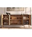 Invicta Interior Dressoir AURUM 180cm getextureerde voorzijde goudkleurige cirkelaccenten zwart mangohout goudkleurige metalen poten - 49519