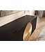 Invicta Interior Dressoir AURUM 180cm getextureerde voorzijde goudkleurige cirkelaccenten zwart mangohout goudkleurige metalen poten - 49519