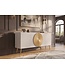 Invicta Interior Dressoir AURUM 180cm gestructureerde voorkant gouden cirkelaccent wit mangohout gouden metalen poten - 49520